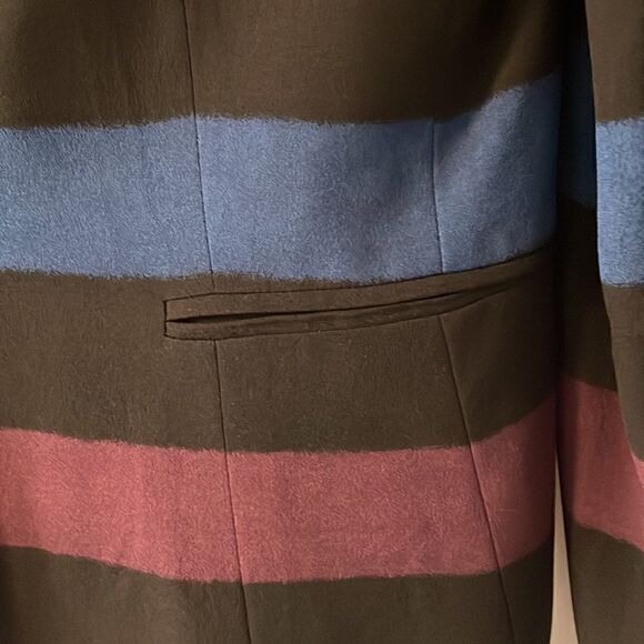 Jones New York vintage 100% silk stripe jacket and matching shell set size 6 - Picture 6 of 9